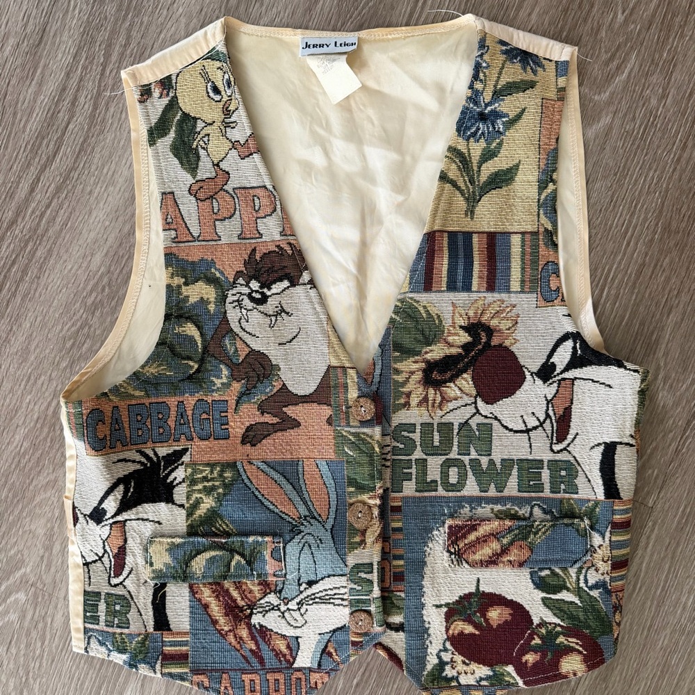 Jerry Leigh VTG Looney Tunes Tapestry vest sz M